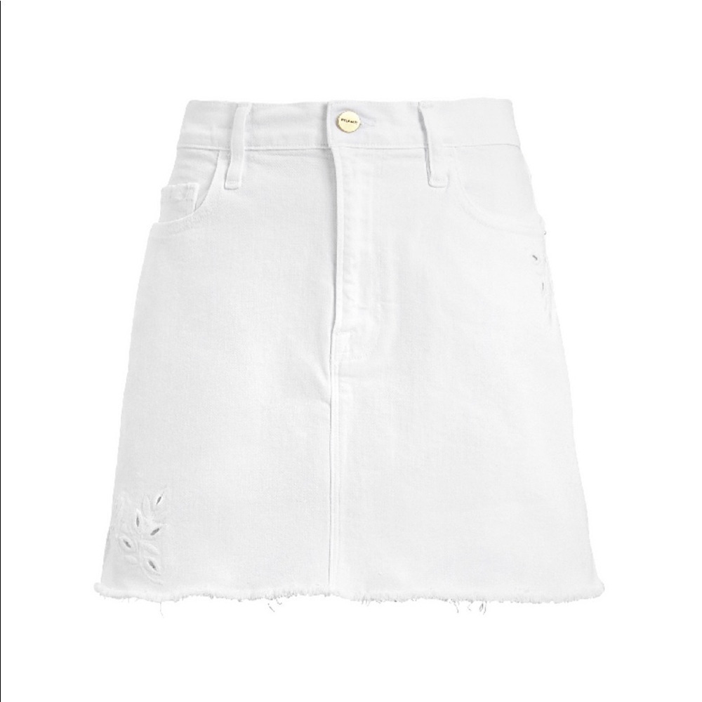 Frame Le Mini Foliage Embroidered Denim Skirt 28